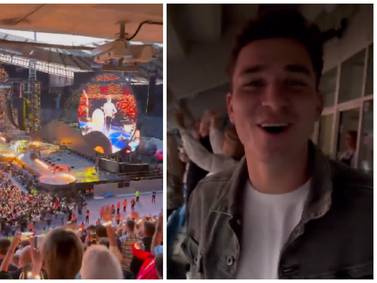 VIDEO | Julián Álvarez enamoró a su novia tras cantar en inglés en concierto de Coldplay