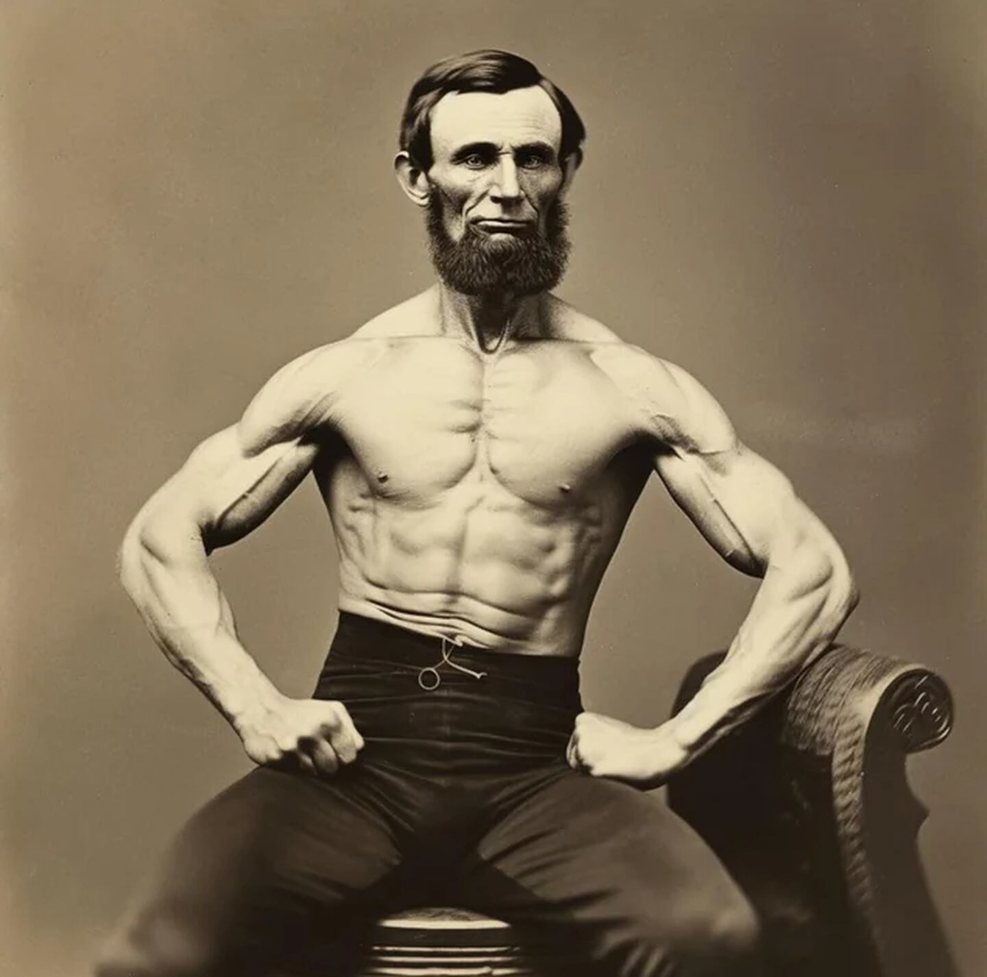 Abraham Lincoln con cuerpo atlético, según la IA.