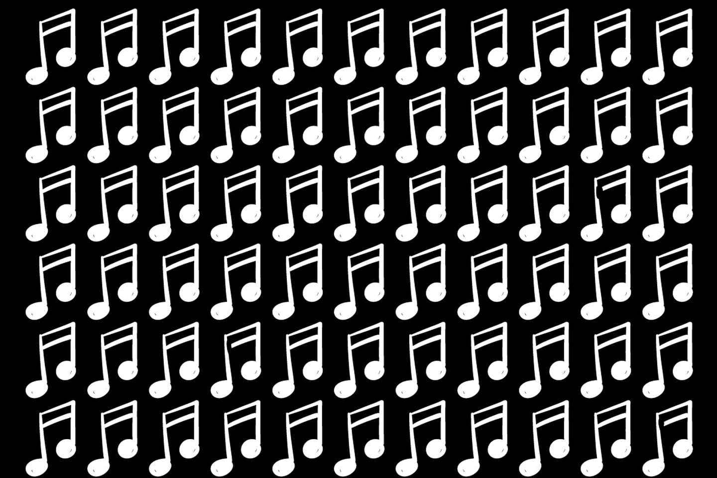 Muchas notas musicales en un fondo negro.
