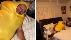 VIDEO| Hombre disfrazado de plátano sorprende a su esposa y se viraliza