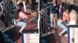 VIDEO | Mujer perrea hasta el suelo y se lastima las piernas ¡Se hizo viral!