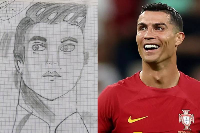 Cristiano Ronaldo en dibujos de estudiantes.