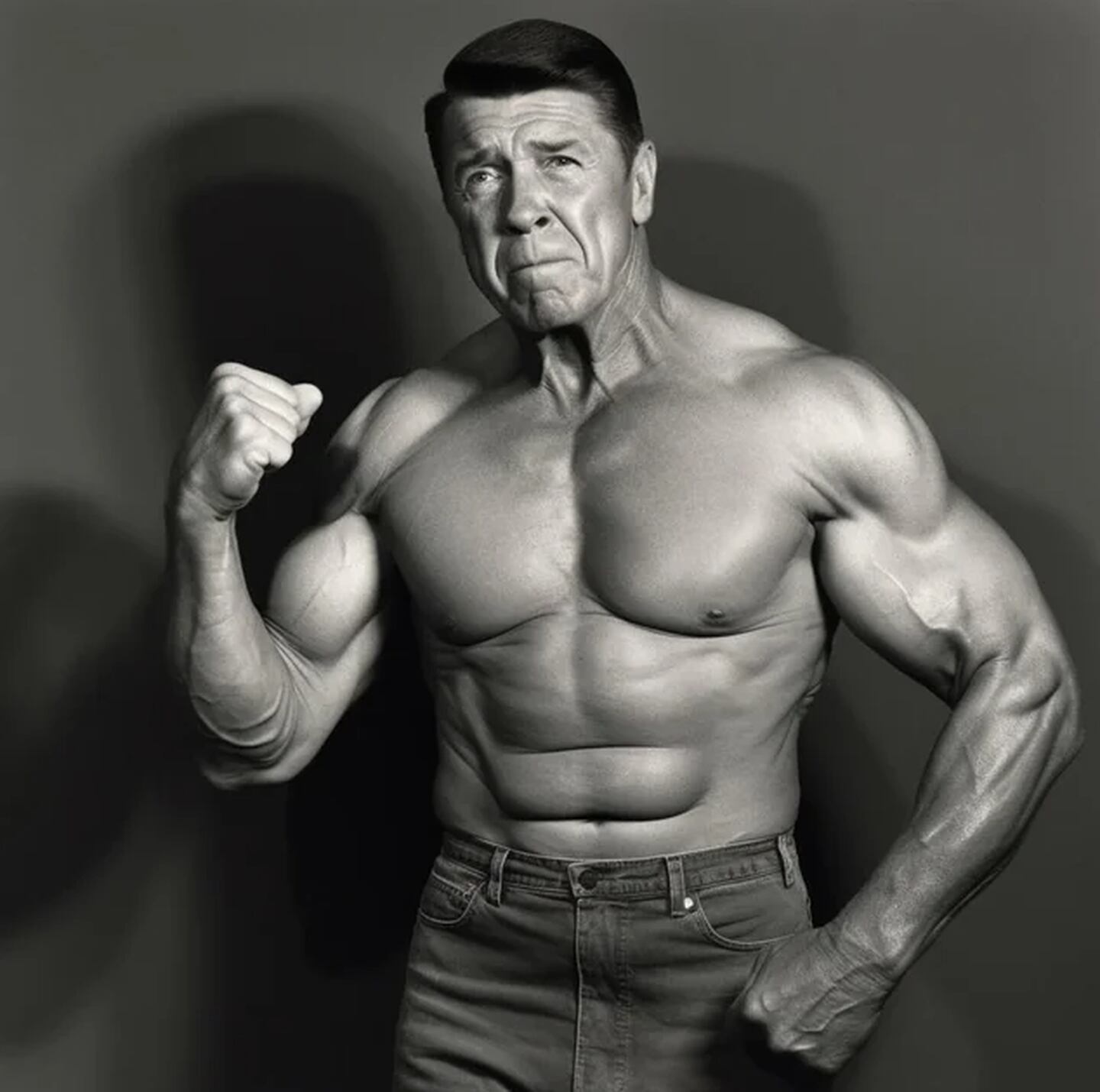 Ronald Reagan con cuerpo atlético, según la IA