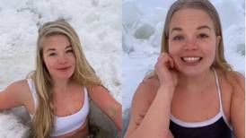 Joven de Finlandia arrasa en Tiktok con videos nadando en lagos congelados