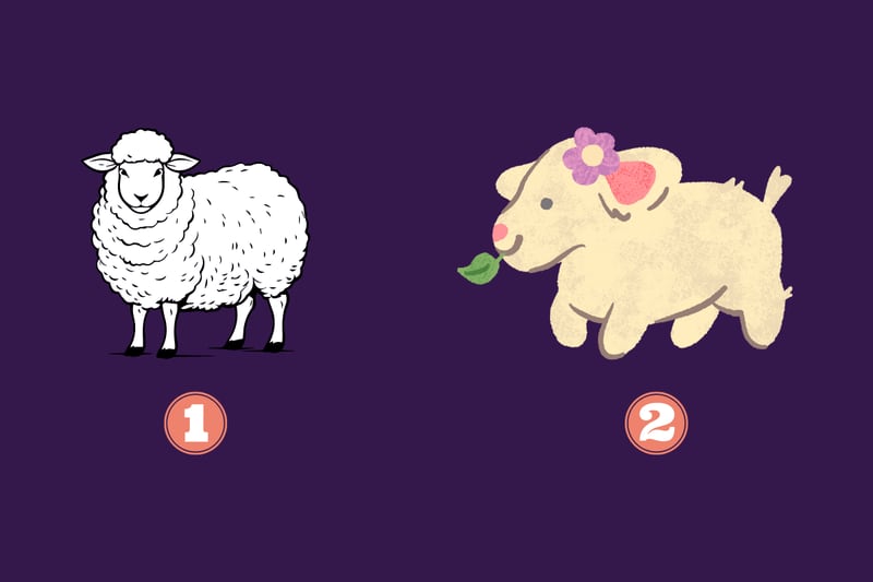 dos opciones en este test de personalidad: una oveja y un cordero.