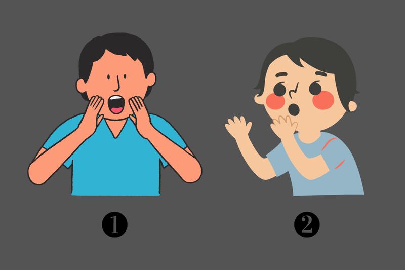 Dos alternativas en este test de personalidad: un hombre y un niño, ambos soprendidos y gritando.