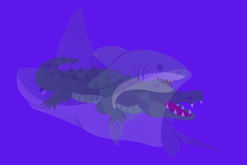 En este test de personalidad se ven tres animales: un cocodrilo, un tiburón y una mantarraya.