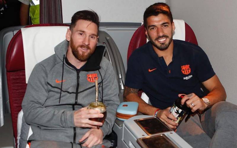 Lionel Messi y Luis Suárez en Barcelona.
