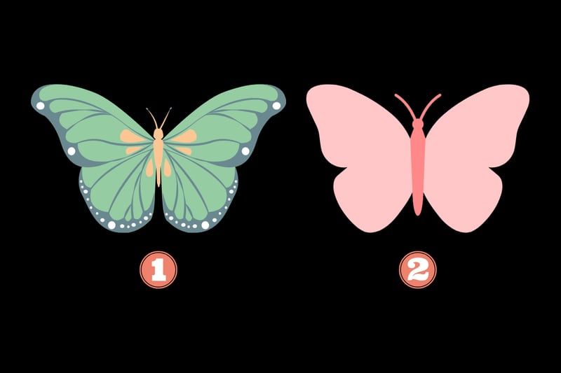 dos opciones en este test de personalidad: una mariposa verde y otra rosada.