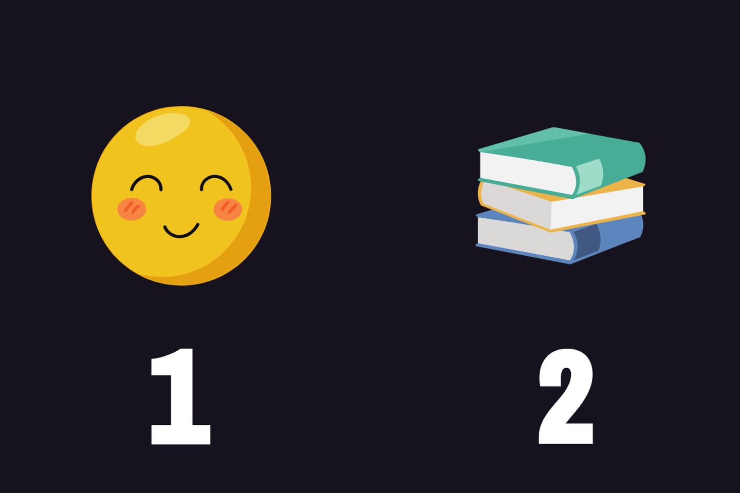 emoji sonriente y libro