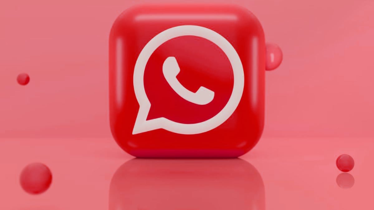 Logo de WhatsApp en colo rojo.
