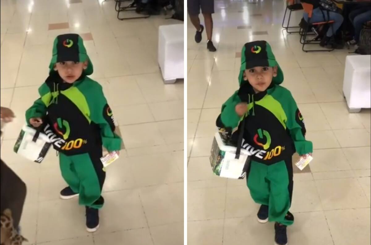 VIDEO| Niño se disfraza de vendedor de Vive 100 y se viraliza