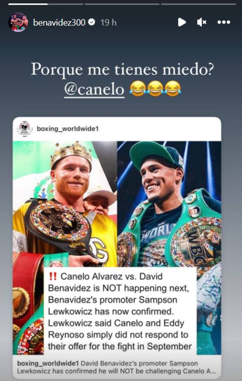 Se burló de Canelo en sus historias de Instagram