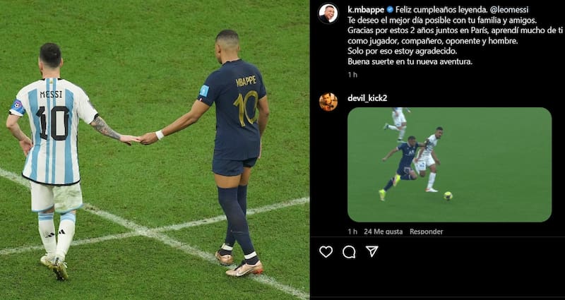 Kylian Mbappé le deseó lo mejor a Lionel Messi