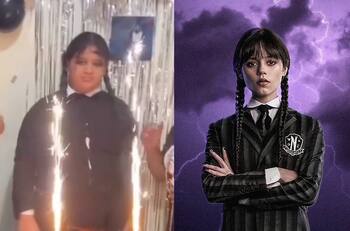 VIDEO | Chica se hace viral por hacer su fiesta de cumpleaños de Merlina