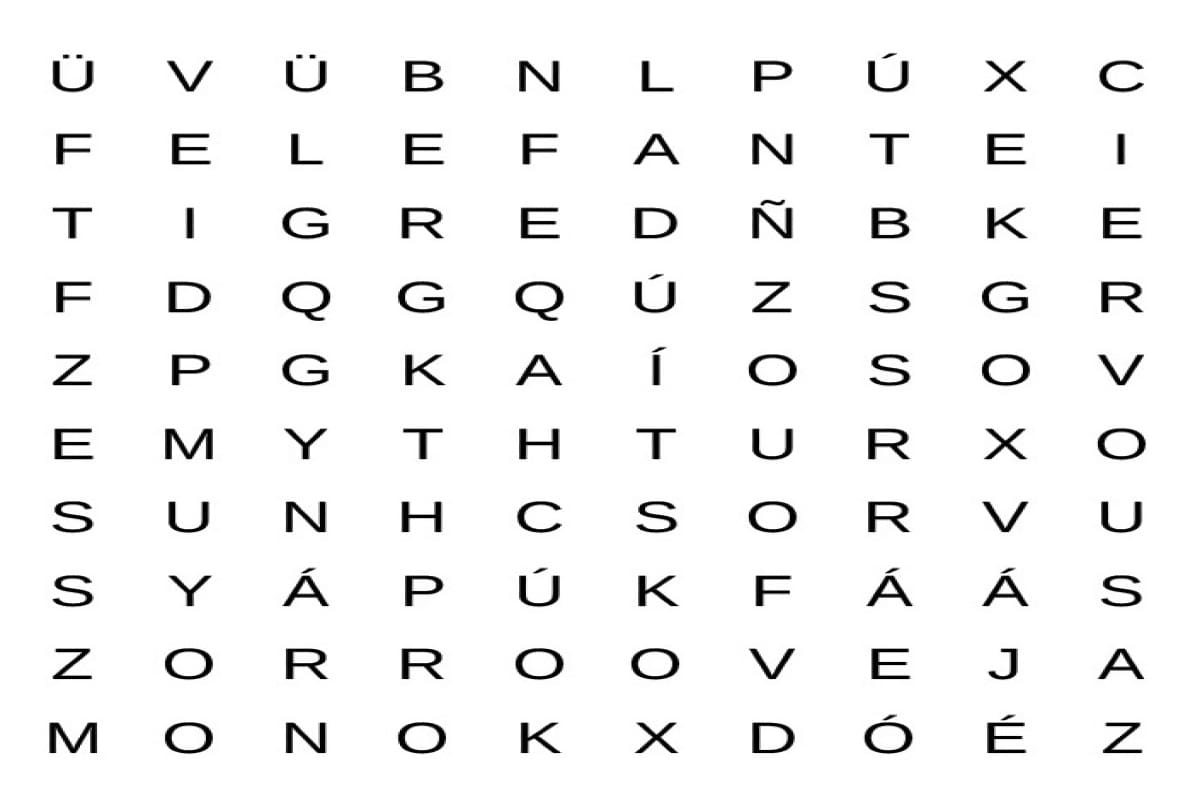 Sopa de letras: Encuentra a los 6 animales