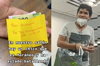 VIDEO | Universitarios de Coahuila armaron una colecta para darle despensa y dinero a un compañero, la emotiva reacción se viralizó