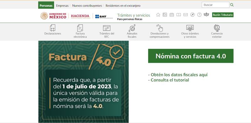 Este el sitio web oficial del SAT.