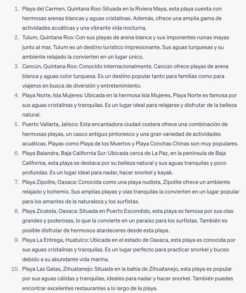 Estas son las mejores playas de México según la inteligencia artificial. Crédito: Chat GPT
