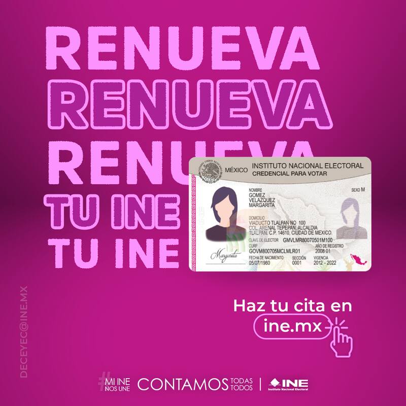 Las credenciales para votar tienen una vigencia de 10 años