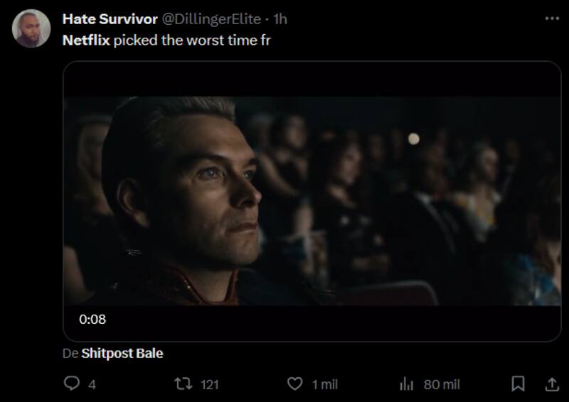 "Netflix eligió el peor momento de verdad", comenta un twittero.