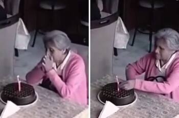 VIDEO| Mujer celebra su cumpleaños sola en restaurante y se viraliza