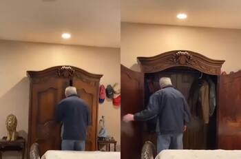 VIDEO | ¡Como en Narnia!: Un abuelo es viral tras revelar lo que escondía en el clóset