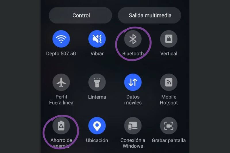 Revisa que tengas desactivado el ahorro de energía y Bluetooth.