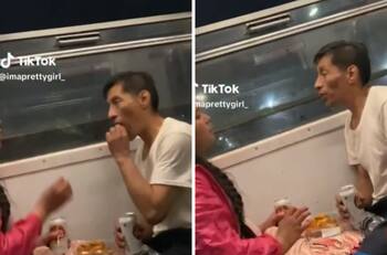 VIDEO| Captan a pareja teniendo una romántica cena en el Metro y se hacen virales