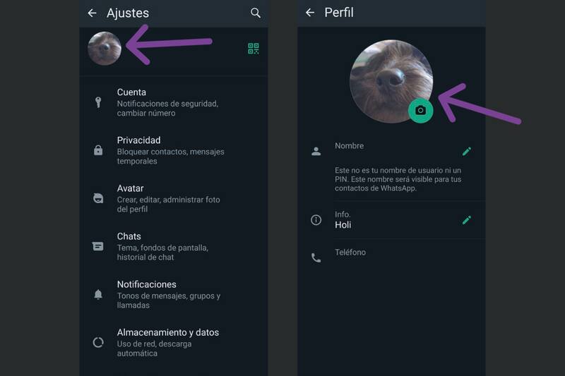 Presiona en la foto actual que tengas para ir a tu perfil.