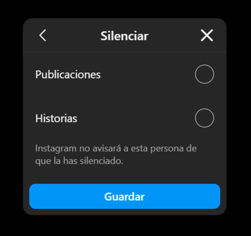 Así te aparecerá cuando quieras silenciar a alguien en Instagram.
