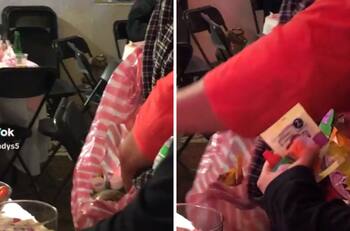 VIDEO| Mujeres se roban piezas de una mesa de dulces y se hacen virales
