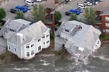 VIDEO | Una casa se derrumbó y cayó al río por las inundaciones en Alaska