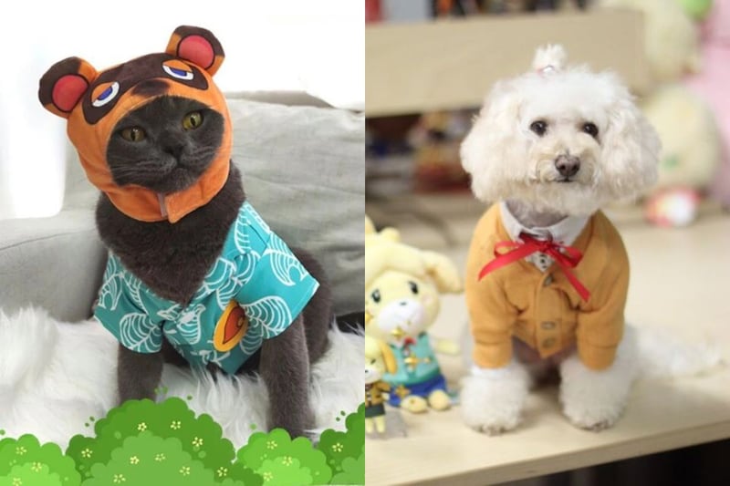Mascotas con disfraces de Animal Crossing.