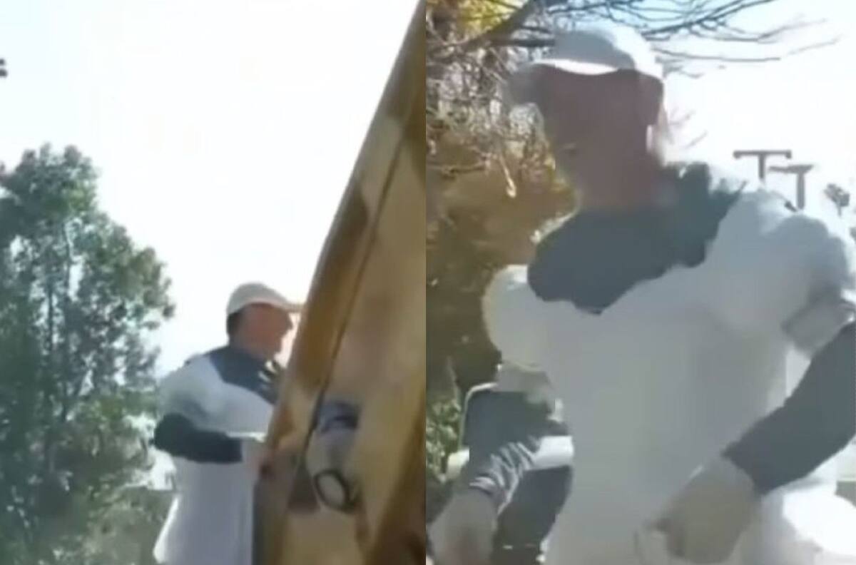 VIDEO: Recolector de basura es captado usando vestido de novia