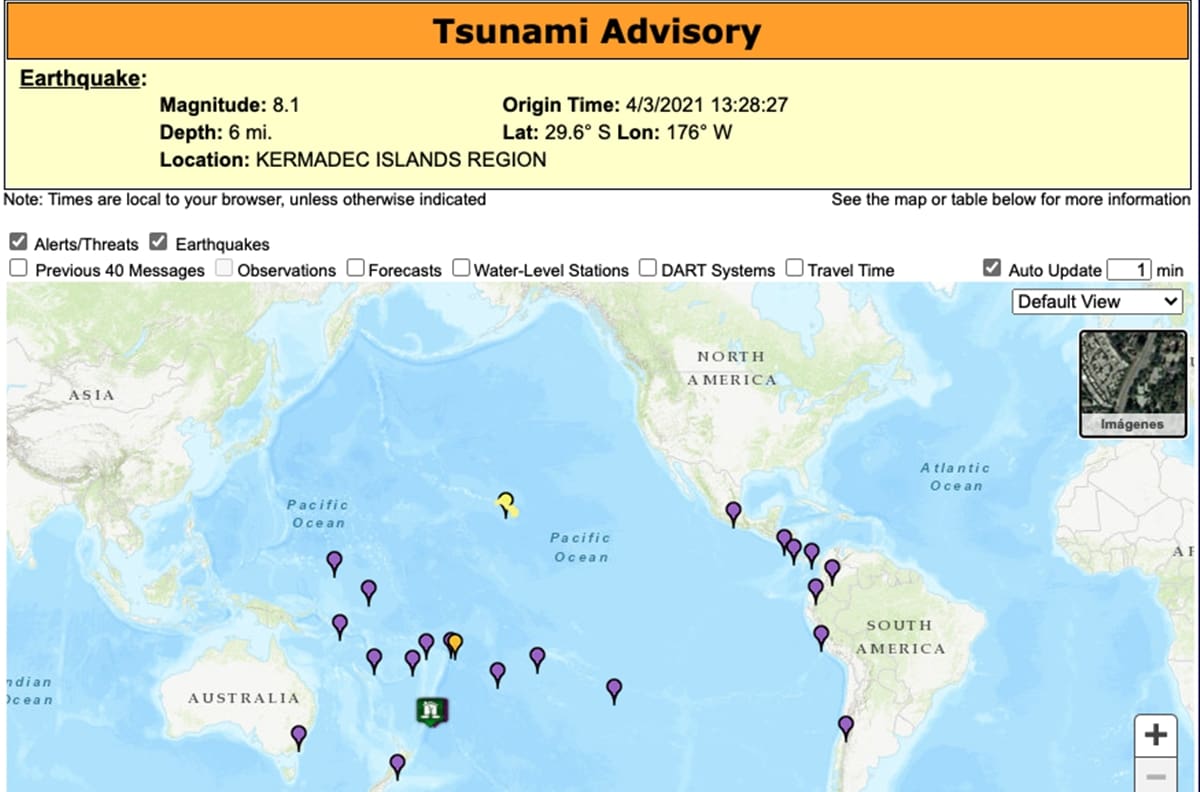 Terremoto de 8.1 en Nueva Zelanda genera alerta de tsunami en costas del Pacífico, incluido México
