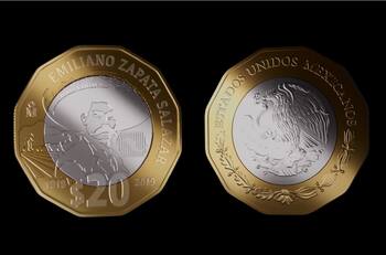 Numismática: Piden 85 mil pesos por una moneda de 20 conmemorativa de Emiliano Zapata