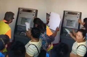 VIDEO| Tabasqueños echan aire a cajero automático para que les dé dinero y se hacen virales