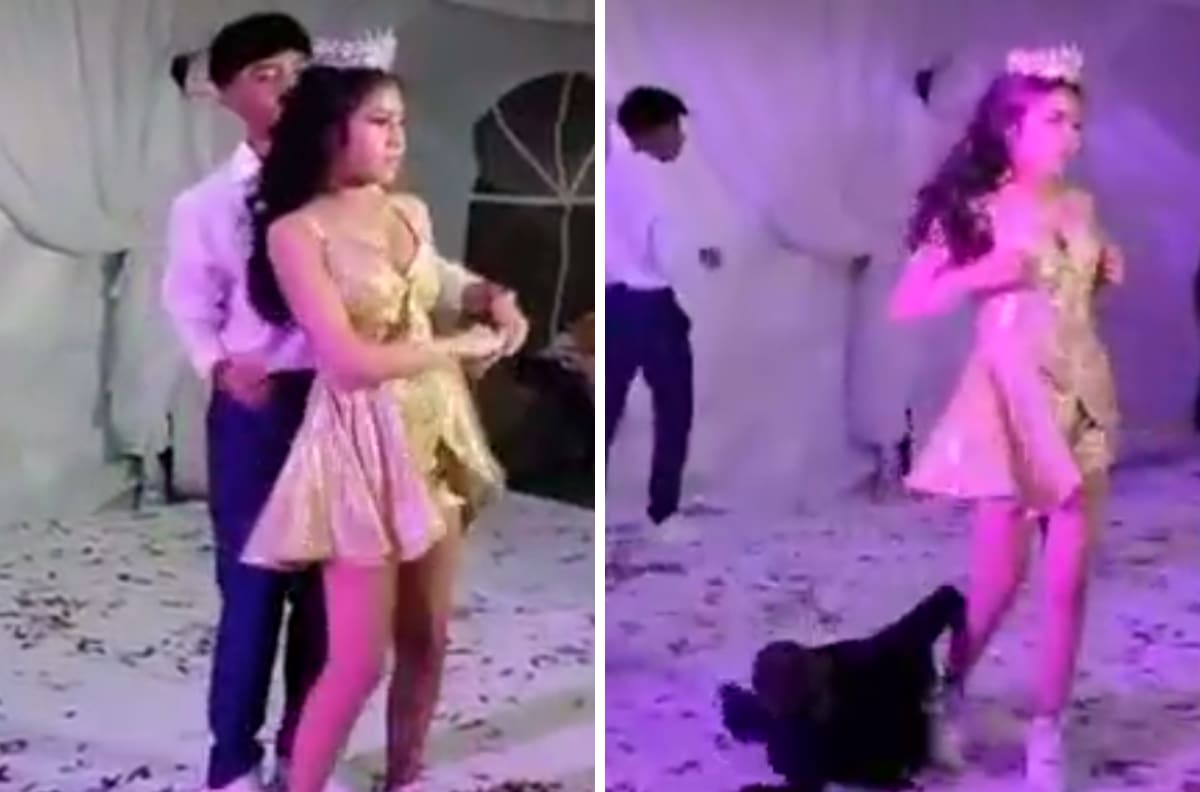 Niño se cruza en baile de XV años, se cae y se vuelve viral | Video