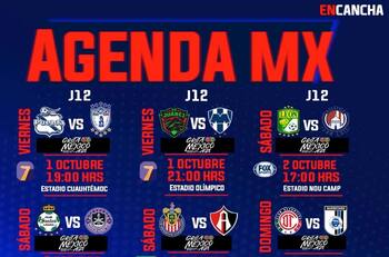 Fechas y horarios de la jornada-12 del Apertura 2021 de Liga MX