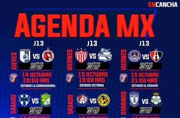Fechas y horarios de la jornada-13 del Apertura 2021 de Liga MX