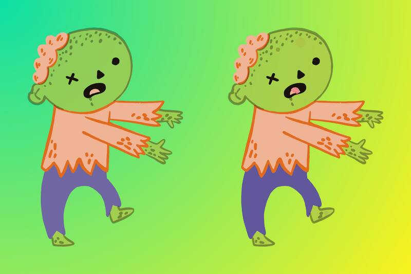 Intenta encontrar las cinco diferencias entre los zombies.