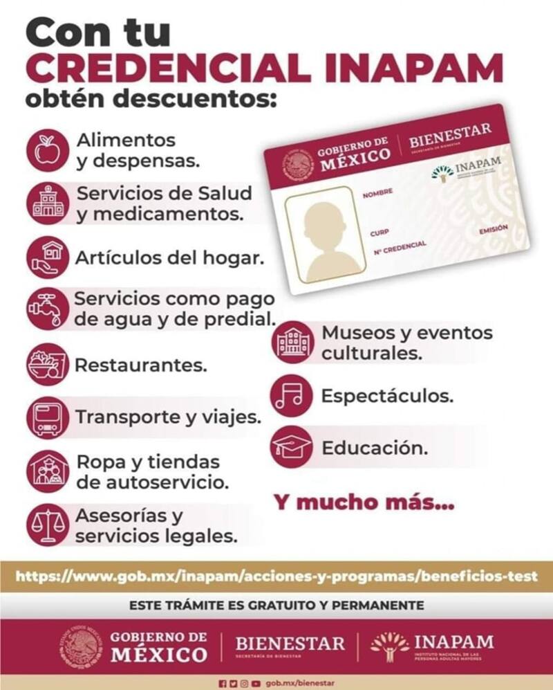 Los adultos mayores gozan de muchos beneficios con su credencial del INAPAM.