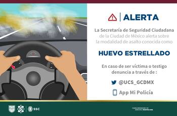 Huevo estrellado en el parabrisas, así operan los delincuentes