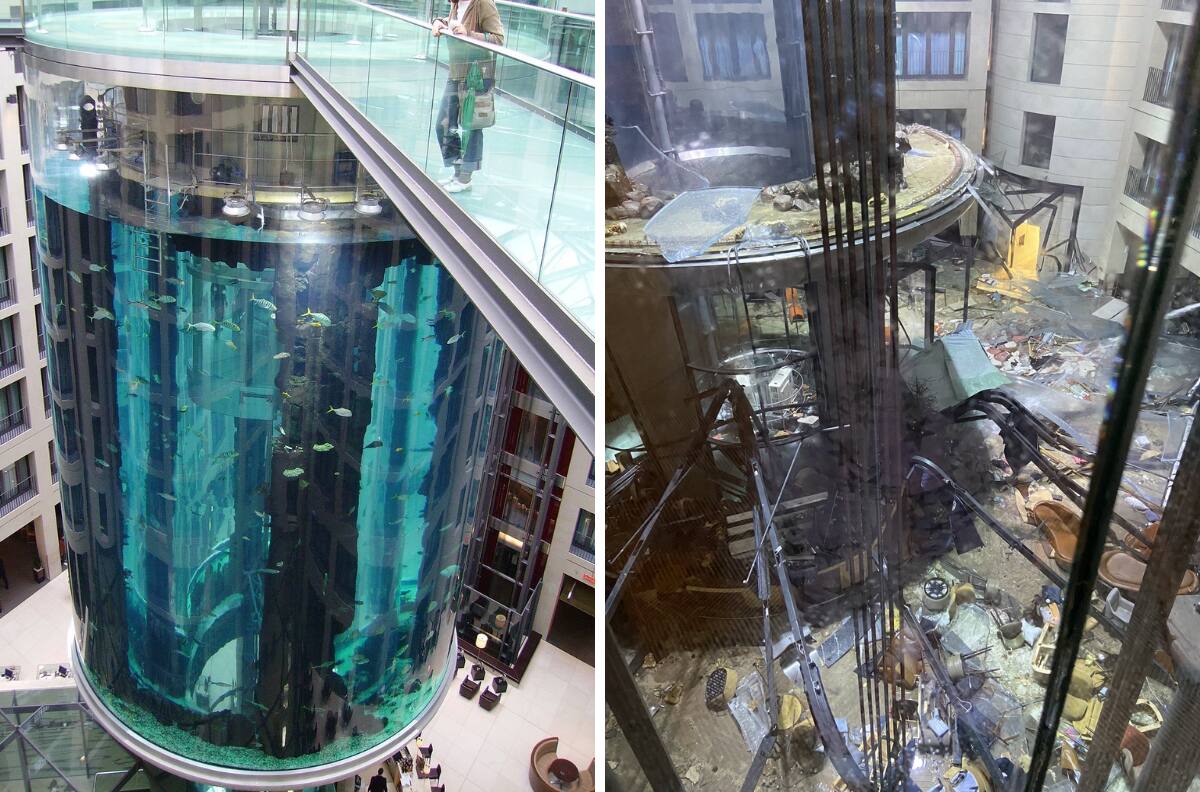AquaDom: Estas son las imágenes del antes y después del acuario que estalló en Alemania | VIDEO