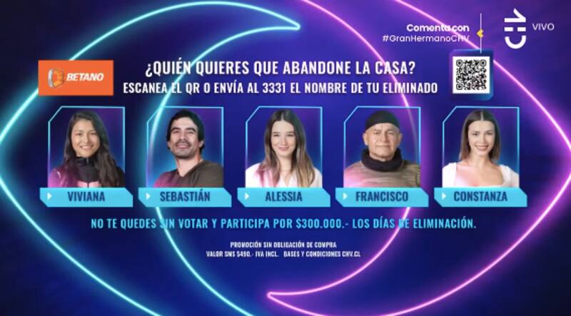 La nueva placa de eliminación de "Gran Hermano" Chile. Foto: CHV.