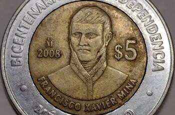 Venden en más de medio millón de pesos esta moneda de $5 de Francisco Xavier Mina
