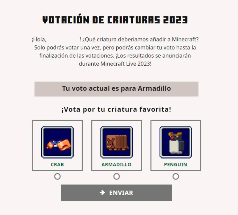 Estos son los mobs entre los que podrás votar este año para que uno se agregado a Minecraft.
