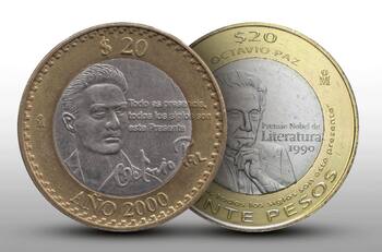 Moneda de Octavio Paz se vende en 300 mil pesos