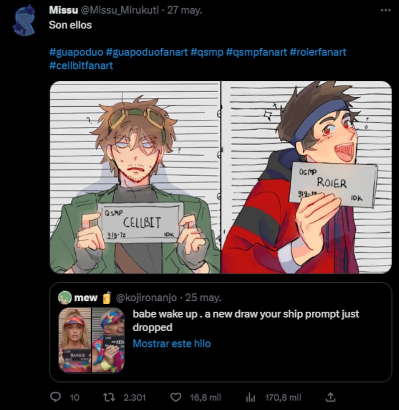 Claramente, el fandom del QSMP los adora. Créditos: @Missu_Mirukuti.